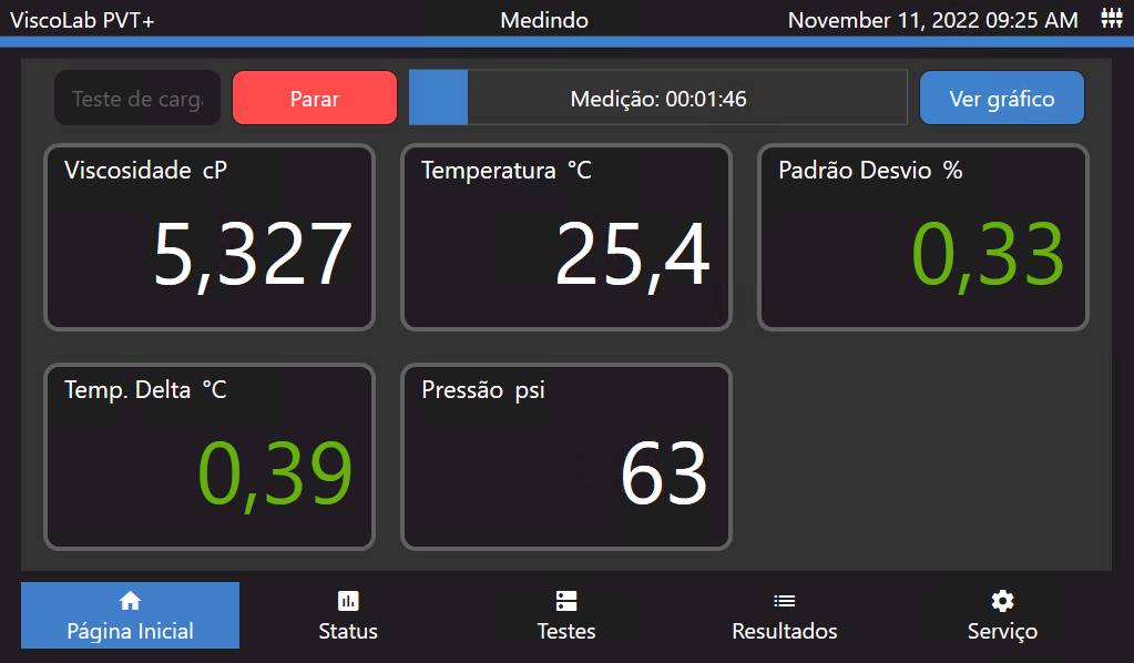 ViscoLab PVT+ Home Screen in Portuguese