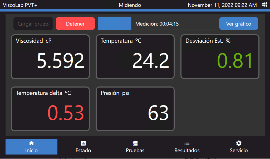 ViscoLab PVT+ Home Screen in Spanish